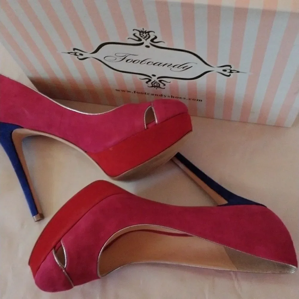 Footcandy Color Block Platform Heels - Picture 4 of 13